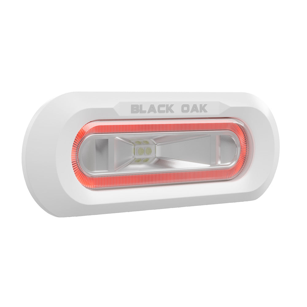 Black Oak Low Pro Marine Spreader Light Flush Mount White Housing Red LED MLPSFR