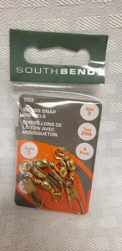 South Bend Fishing Snap Swivels, Solid Brass, Size 3, 25 LB Test, 4-Pack image 3
