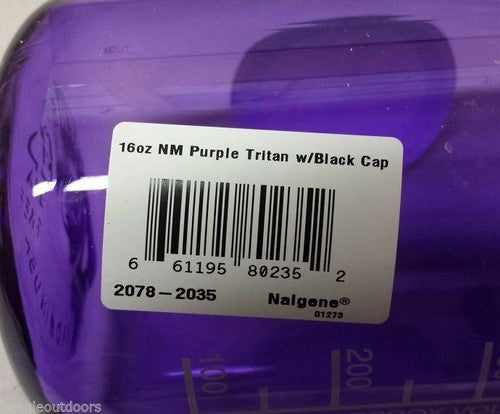 Nalgene Narrow Mouth 16oz Sustain Water Bottle Clear Purple w/ Black Lid image 1