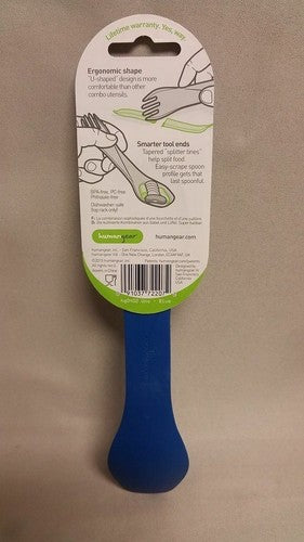 Human Gear GoBites Uno Spoon/Fork Combo Utensil Blue - Sturdy BPA-Free Nylon image 2