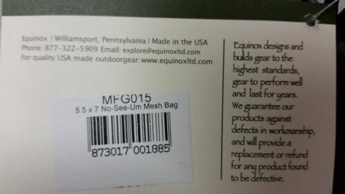 NEW Equinox No-See-Um Mesh Storage Ditty Bag 5.5"x7" Stuff Sack w/Cordlock