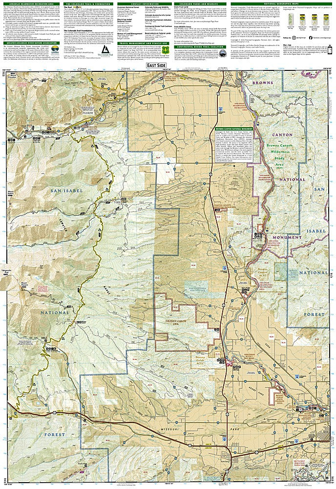 Salida St Elmo Mount Shavano CO Waterproof Topo Map Hiking Camping Trail #130