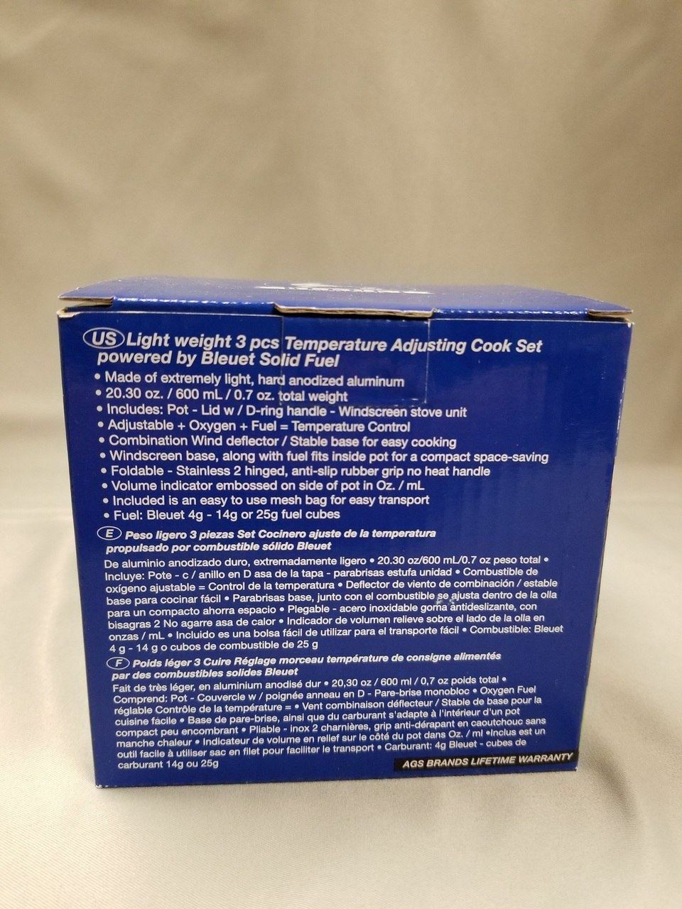 AGS Bleuet Backpacking Aluminum Cookset – Stove, 600ml Pot & Lid Lightweight