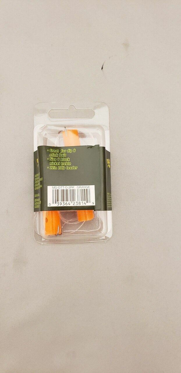 Mudville Catmaster Orange Dip Tube/Bait Catfish Lure w/Treble Hook/Leader 2-Pack