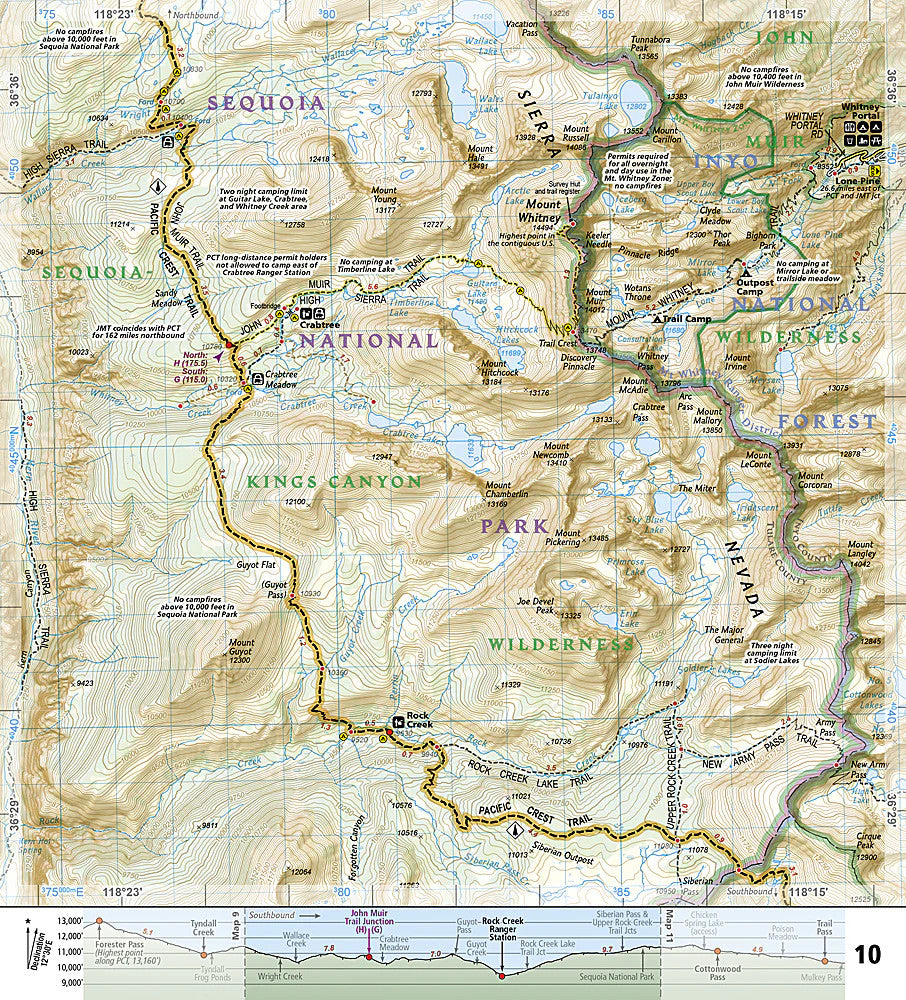 PCT California, Sierra Nevada South: Map #1009