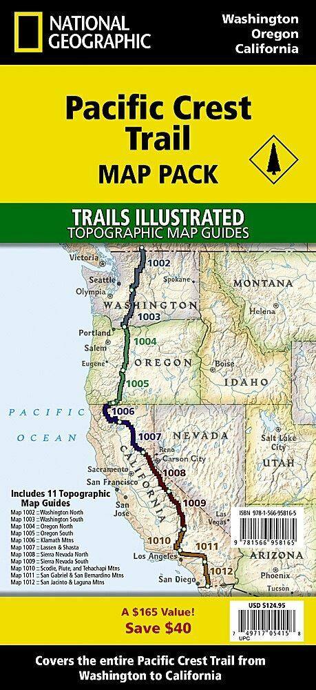 Pacific Crest Trail Complete Set WA to CA Waterproof Map Bundle Hiking Backpack