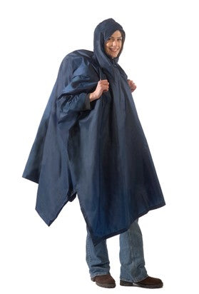 Equinox Terrapin 1.9oz Nylon Extended Rain Poncho w/Hood Assorted Colors 58"x90"