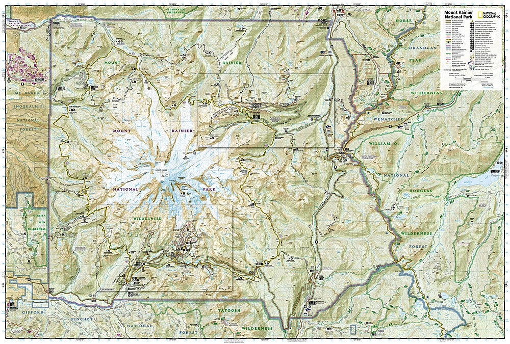Mount Rainier National Park WA Waterproof Topo Map Hiking Camping Trail #217