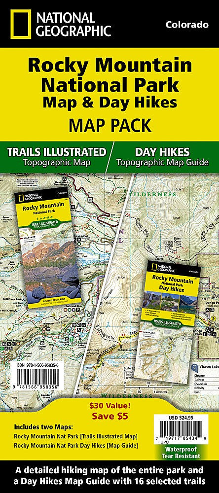 Rocky Mountain National Park CO Map Day Hikes Guide Bundle Waterproof Hiking