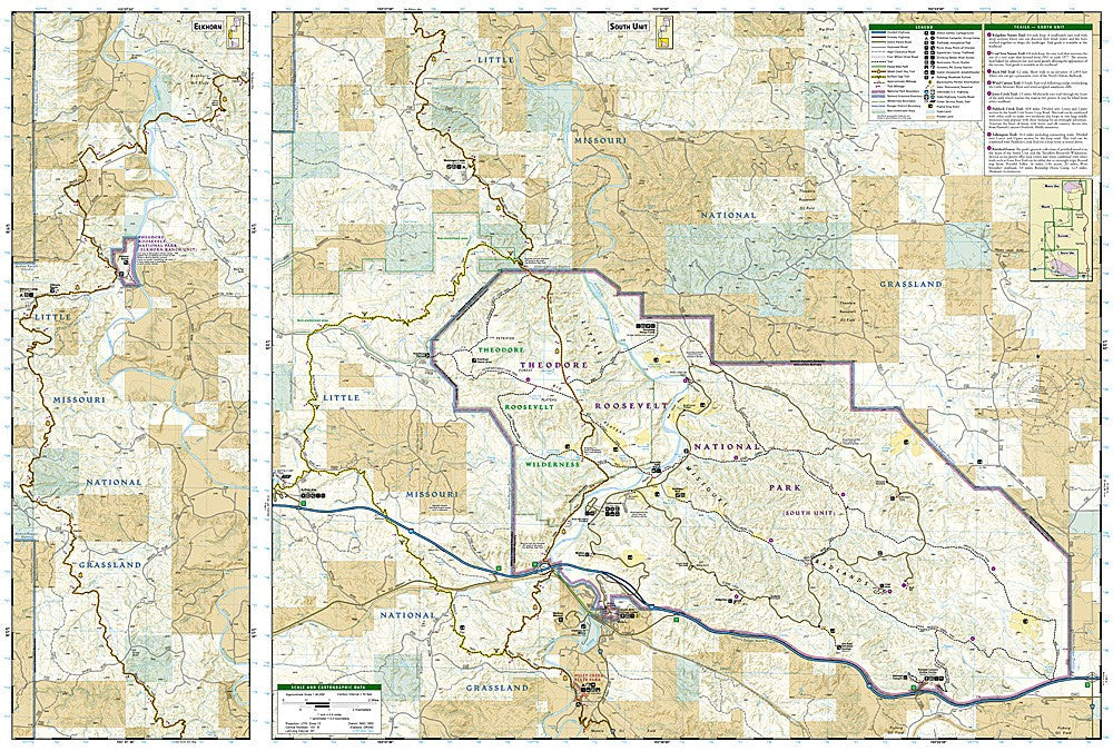 Theodore Roosevelt National Park ND Waterproof Topo Map Hiking Camping #259