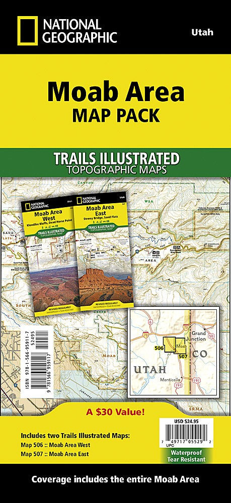 National Geographic Trails Illustrated Moab Area Map Pack Bundle TI01021289B