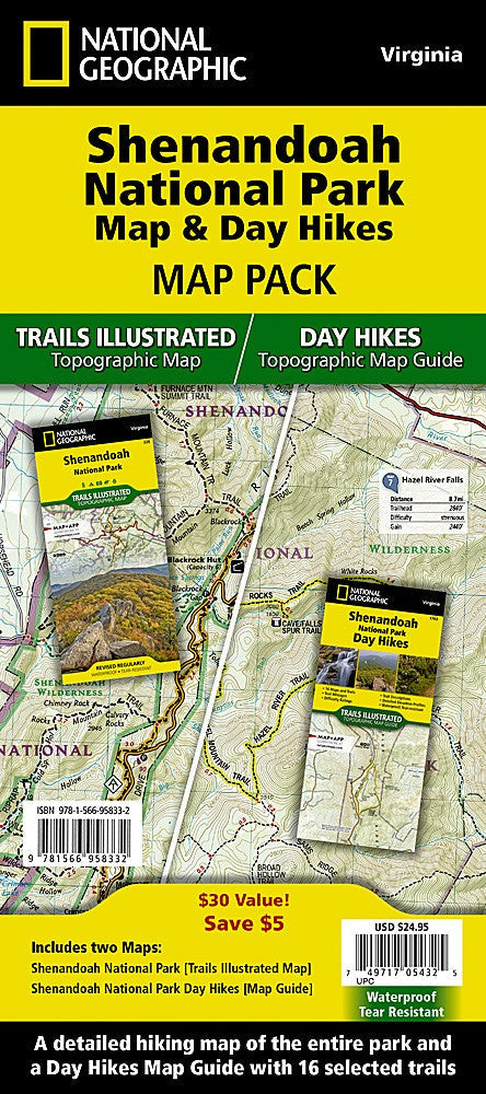 Shenandoah National Park VA Map Day Hikes Guide Bundle Waterproof Hiking Trail