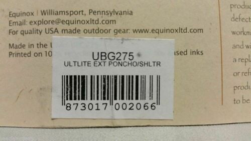 Equinox Terrapin Ultralite Rain Poncho w/Extension Asstd. Colors 58"x104"