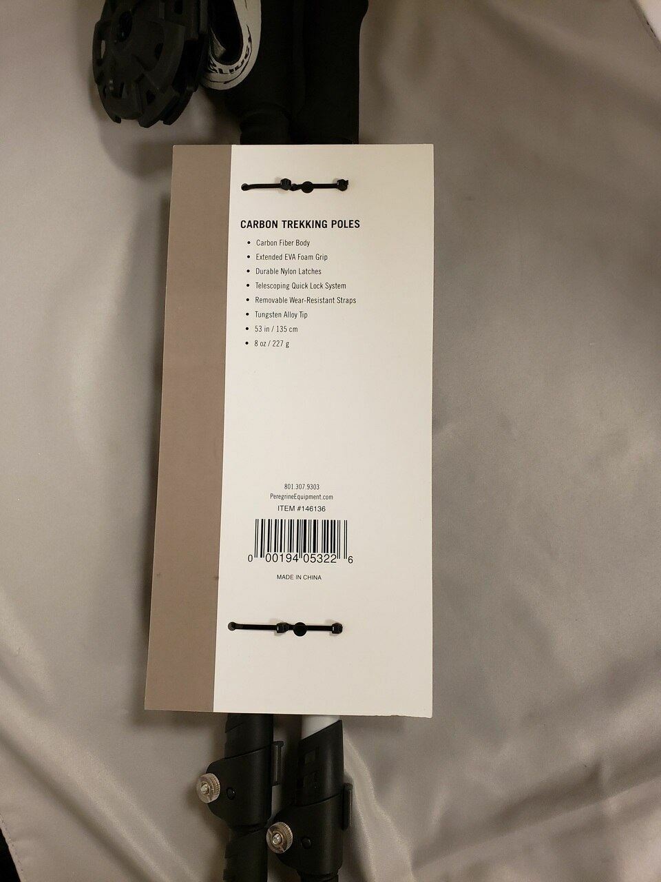 Peregrine Uinta Carbon Telescopic Trekking Poles 1-Pair w/Ergo Grip & Baskets