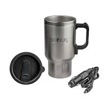 Brentwood GeoJug 12v Heated 16 oz Travel Mug Silver w/Car Plug CMB-16C image 0
