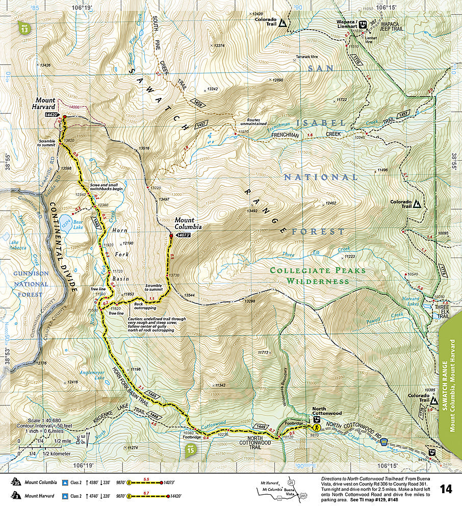 National Geographic TI Topo CO Colorado 14ers North Topographic Map Guide image 2