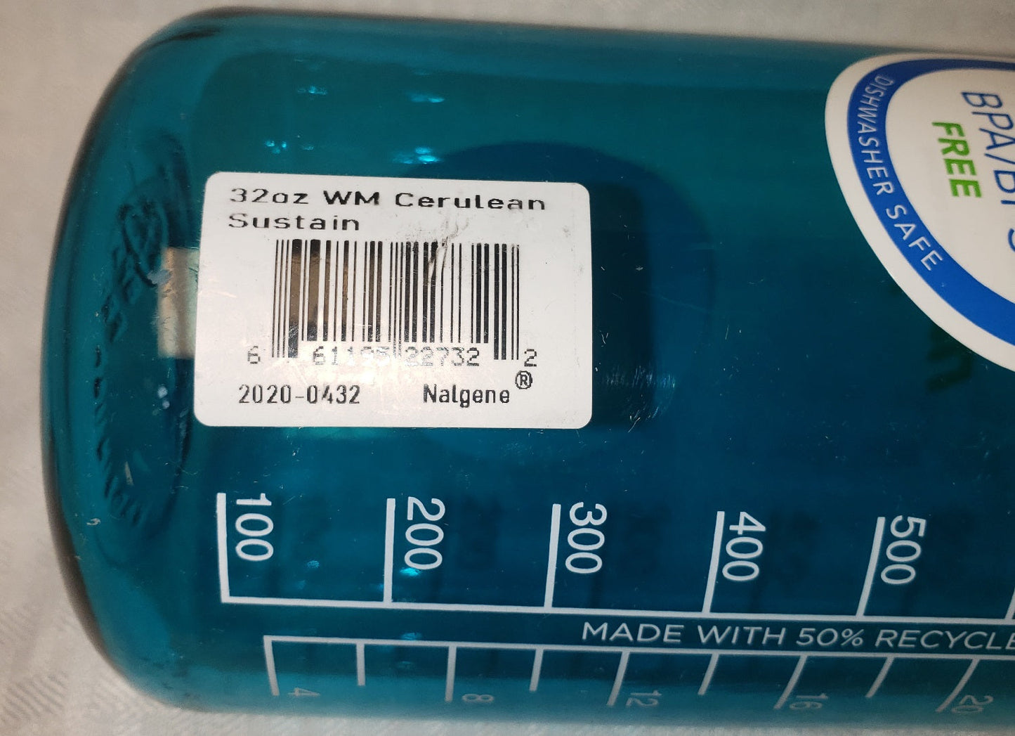 Nalgene Sustain Wide Mouth 32 oz Cerulean Water Bottle w/Blue Lid / Cap image 5