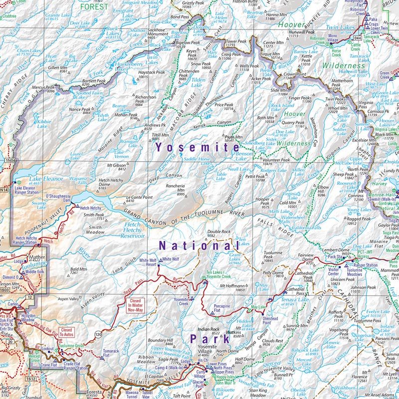 National Geographic Benchmark Yosemite National Park Area Map BE0BENYORM image 1