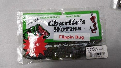 Charlie's Worms 4.5" Flippin' Bug Swimming Worm Lure Watermelon Red image 1