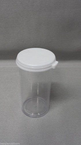 Multipurpose 2.2" T x 1" D 26ml Clear Plastic Vial / Bottle w/White Snap Cap image 1