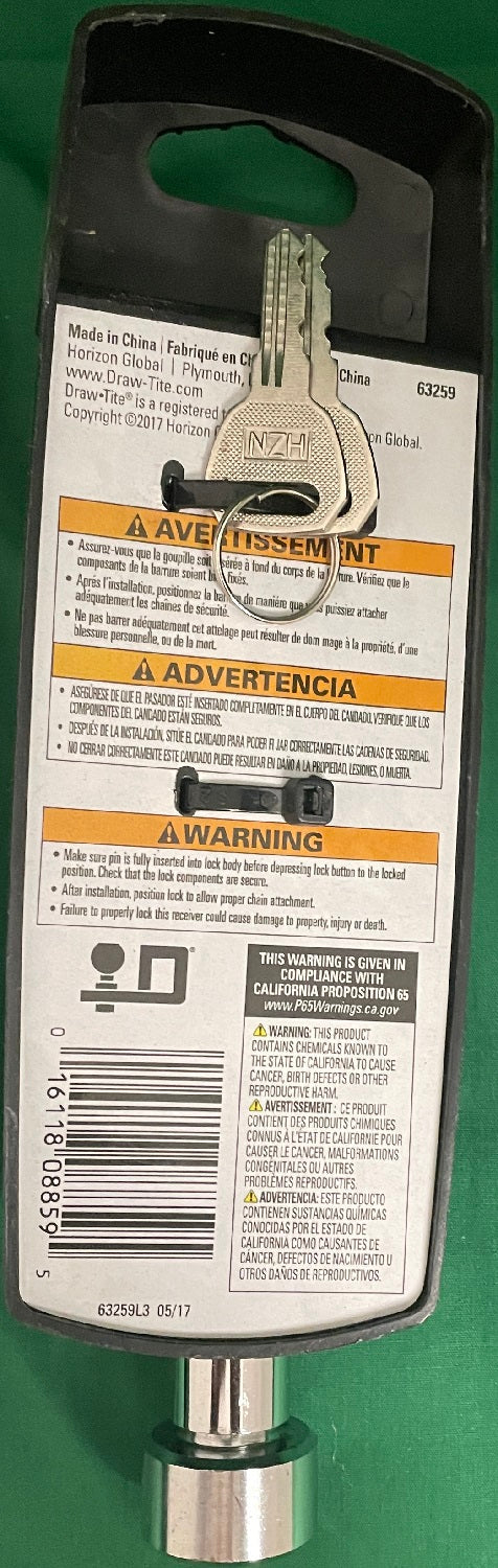 Draw-Tite Receiver Lock 5/8" Class V Dogbone Style 63259 image 6
