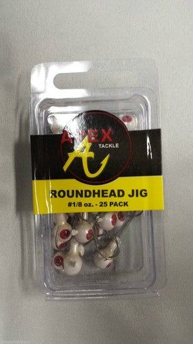 Apex Jig Heads 1/8 oz White / Red Roundhead Fishing Lure 25 Pack AP18-25-5 image 0