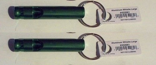 Emergency Whistle 2-Pack Large - Aluminum Green - Survival Signal image 0
