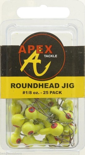 Apex Jig Heads 1/8 oz Chartreuse Roundhead Fishing Lure â€“ 25 Pack AP18-25-3 image 0