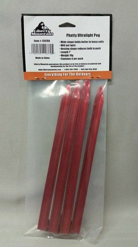 Liberty Mountain Phatty Ultralight Peg Red Stakes 6-Pack for Tents Tarps image 1