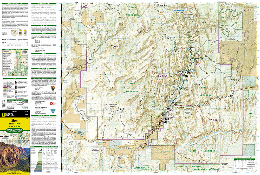 National Geographic Trails Illustrated Utah Zion National Park Map 214 image 1