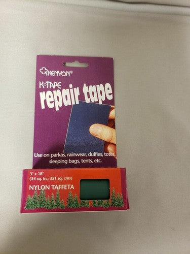 Kenyon K-Tape 3" x 18" Forest Green Taffeta Nylon Adhesive-Backed Repair Tape image 1