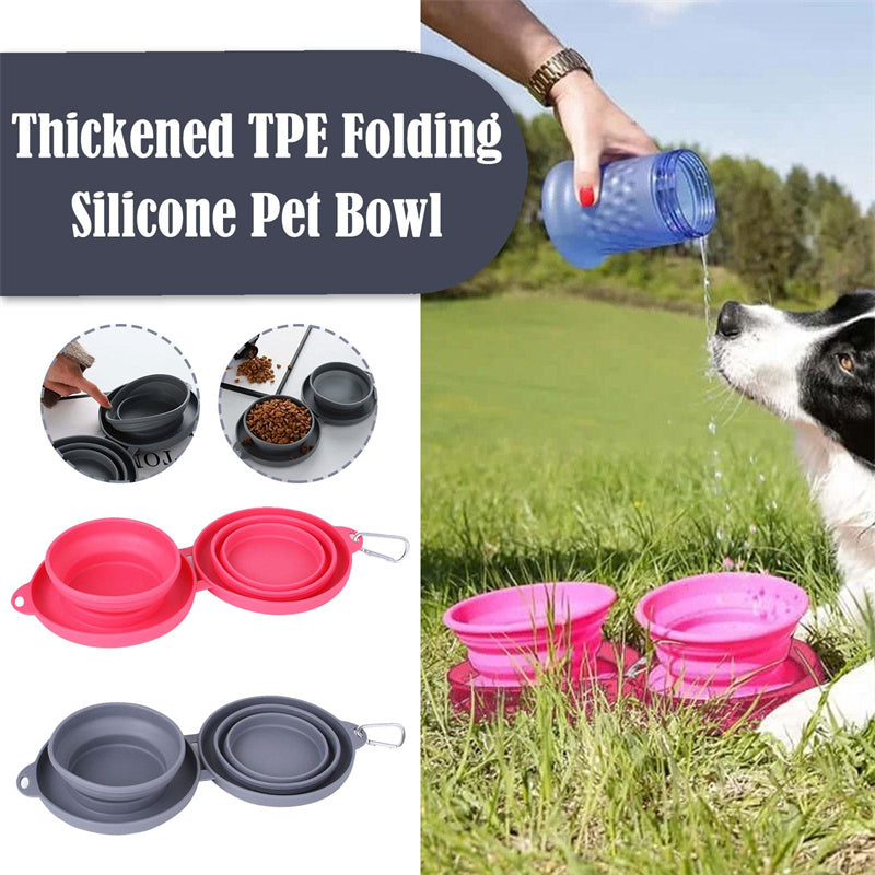 Tangled Trails Outdoor Gear rubber foldable double pet feeding bowl with two silicone bowls for travel and outdoor use