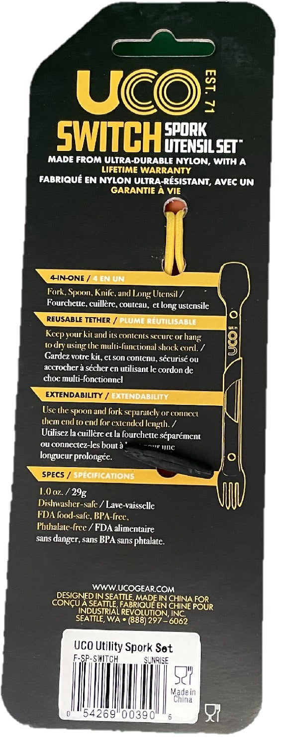 UCO Switch Spork 2-Piece Knife-Fork-Spoon Combo Utensil w/Tether - Retro Sunrise image 7