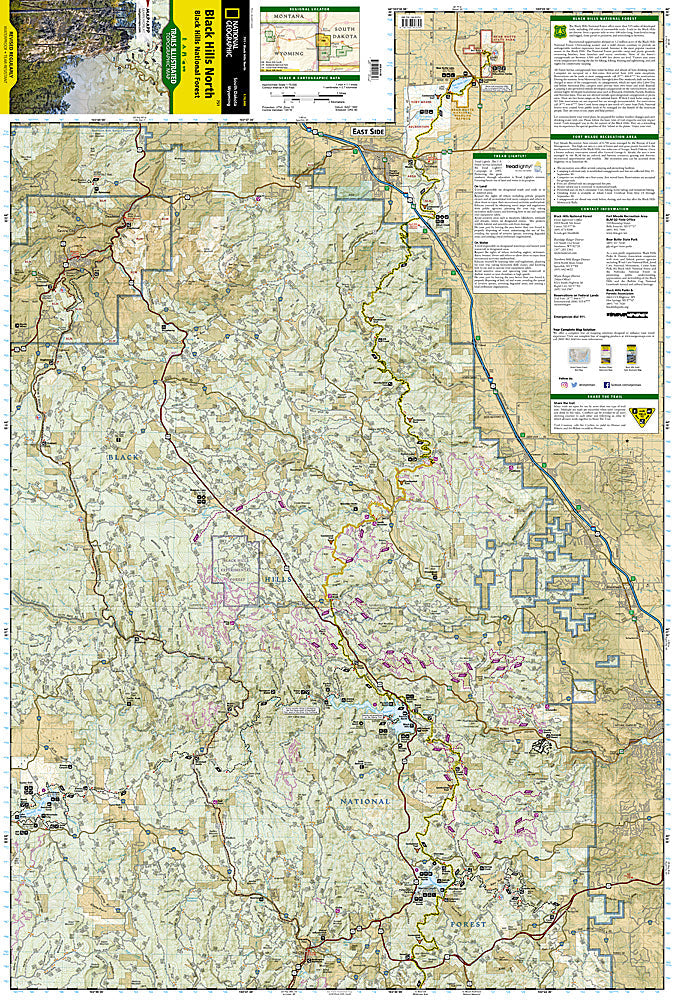 National Geographic SD Black Hills National Forest NE Trails Illustrated Map 751 image 1