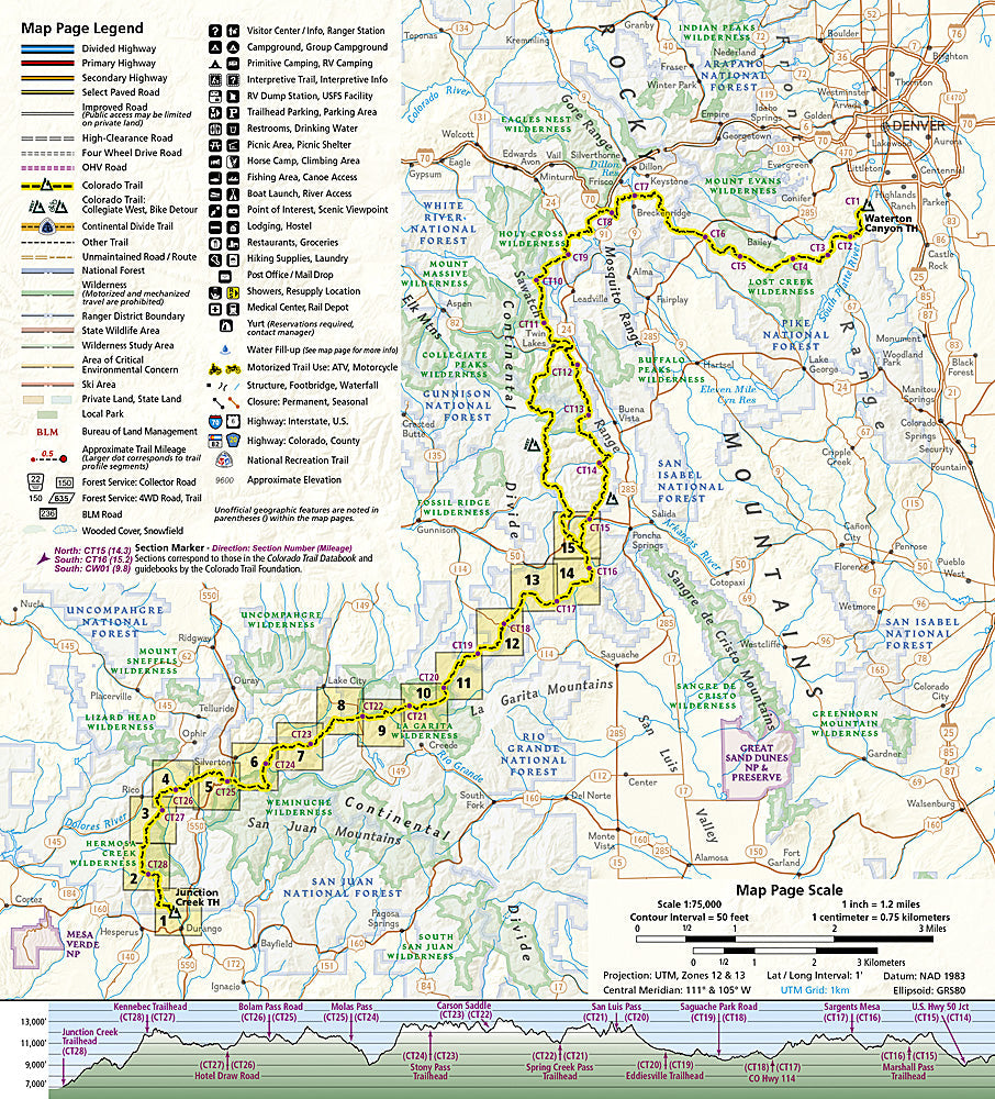 National Geographic Topographic Map Guide â€“ Colorado Trail South #1201 image 1