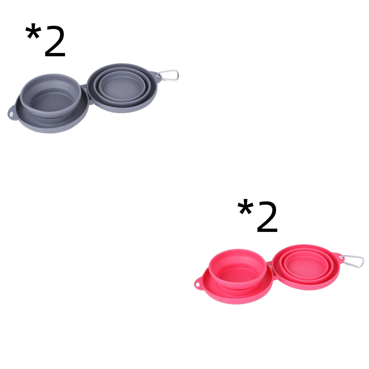 Tangled Trails Outdoor Gear foldable rubber pet feeding bowls with two compartments, ideal for travel and outdoor use.