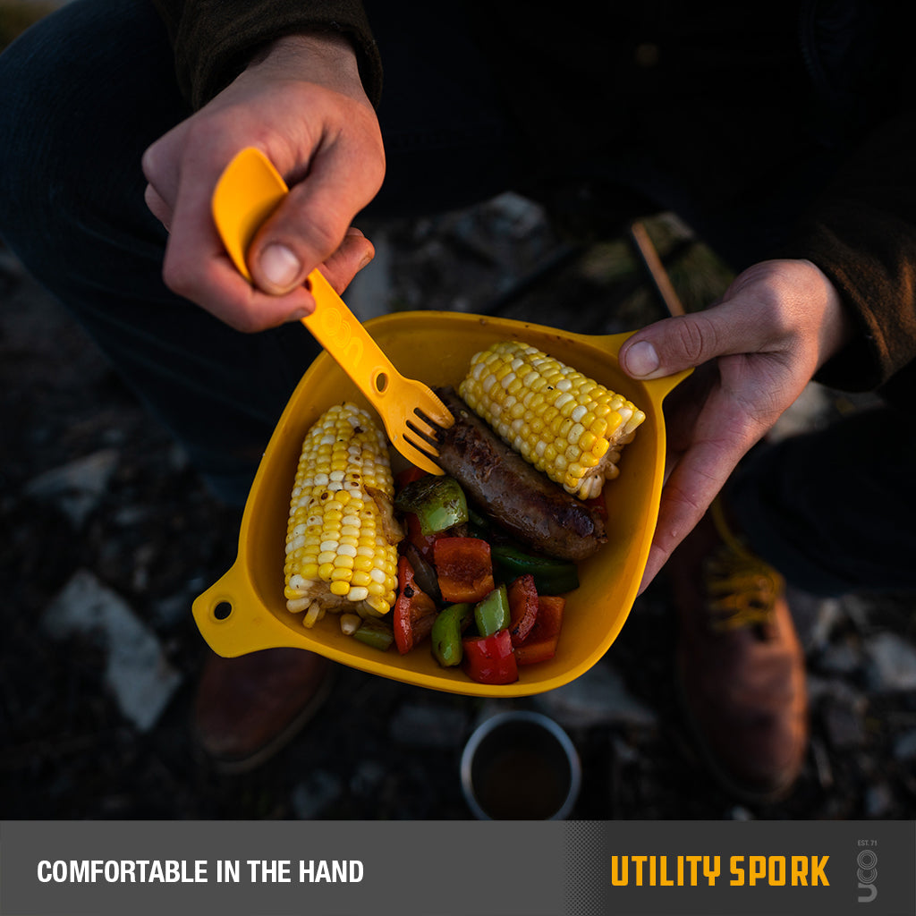 UCO Utility Spork 3-in-1 Knife-Fork-Spoon Combo Utensil 4-Pack w/Tether Classic image 4