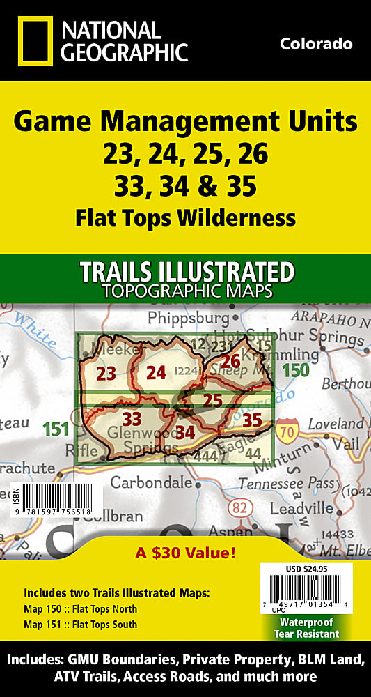 National Geographic TI Colo CO Flat Tops Wilderness GMU Map Pack Bundle 1021179 image 0