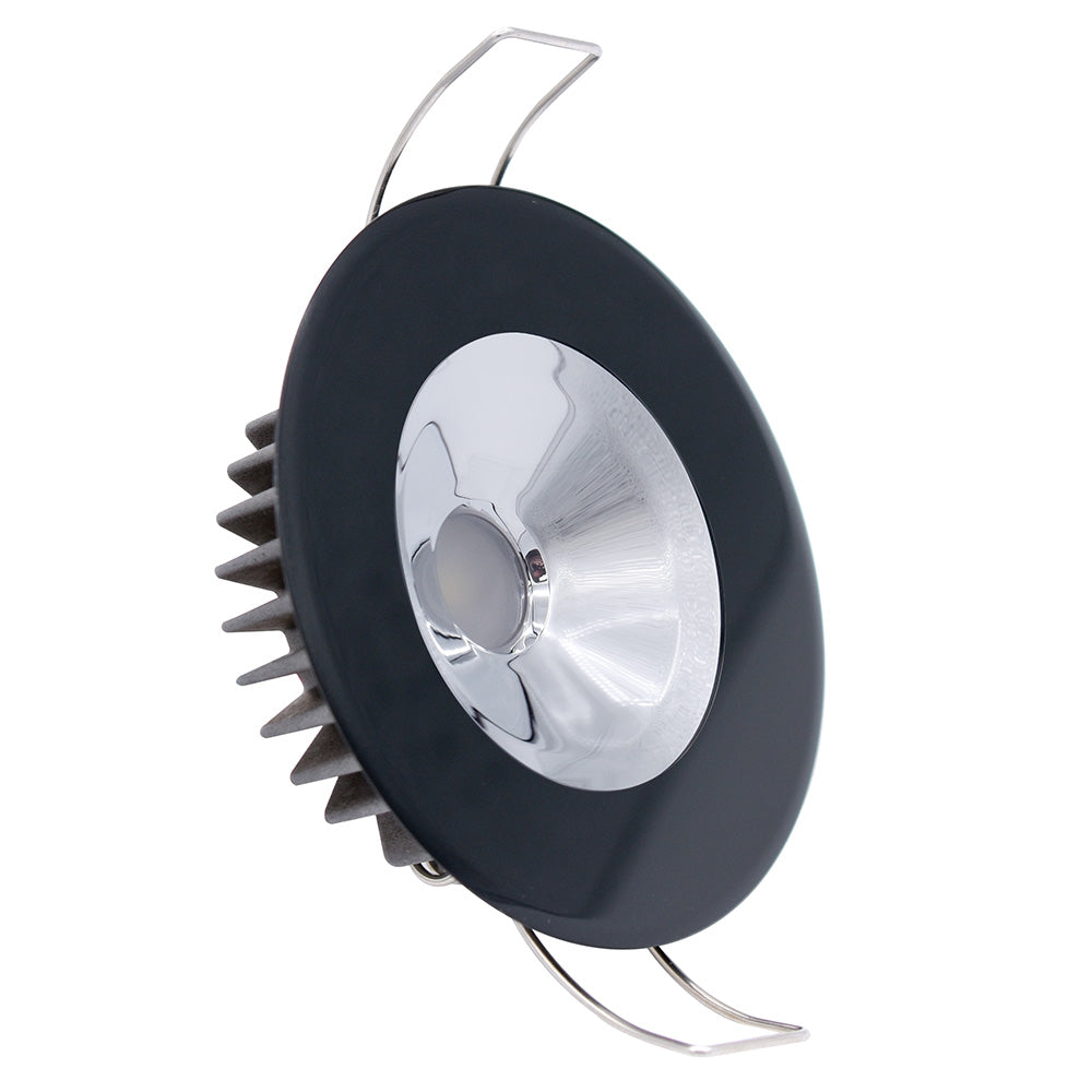 Lumitec Illusion Flush Mount LED Down Light  Spectrum RGBW  Warm White  Black Housing  Chrome Reflector 117165
