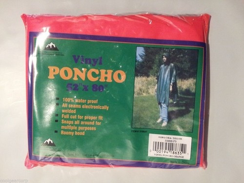 Liberty Mountain Waterproof Vinyl Rain Poncho â€“ Orange 52" x 80" Survival Gear image 0