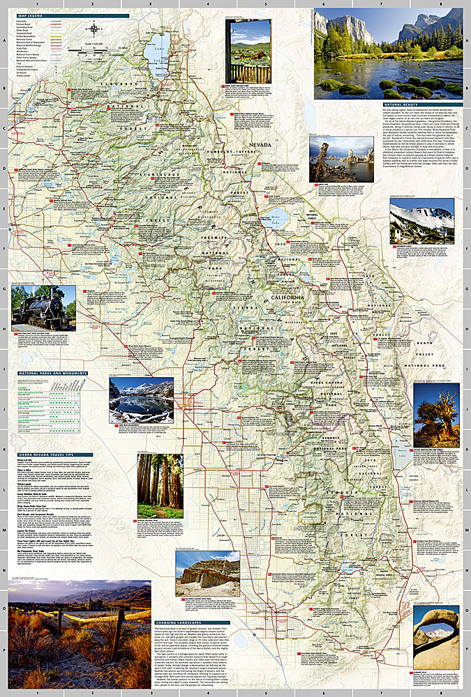 National Geographic Destination Travel Map California CA Sierra Nevada image 2