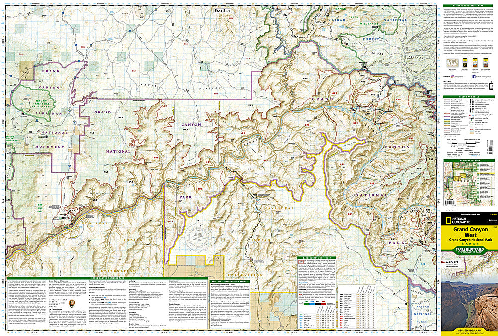 National Geographic Trails Illustrated AZ Grand Canyon National Park W Map 263 image 1
