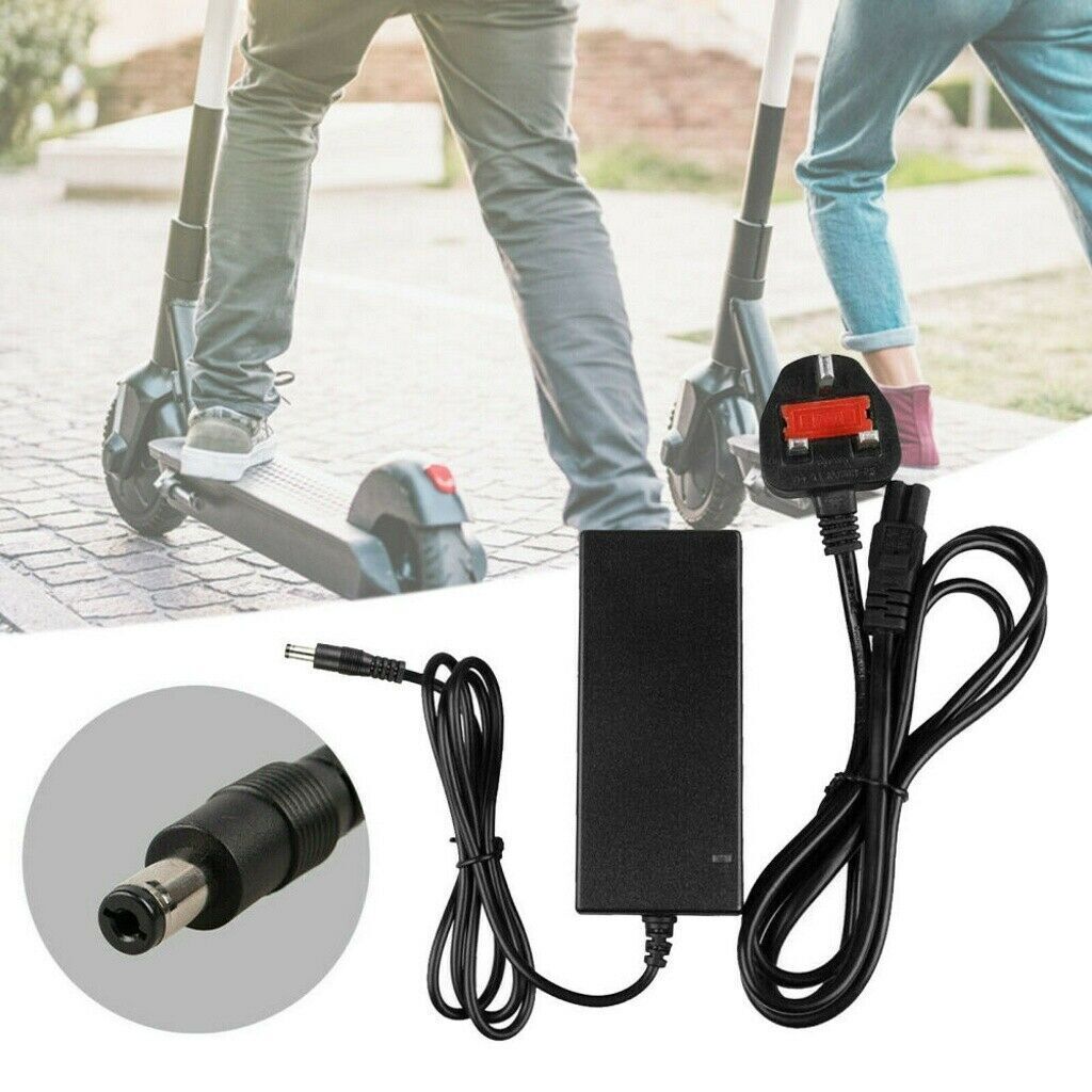 Tangled Trails Outdoor Gear 42V 2A electric bike charger for 36V lithium-ion batteries, with plug for e-bike and scooter batteries.