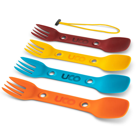 UCO Utility Spork 3-in-1 Knife-Fork-Spoon Combo Utensil 4-Pack w/Tether Classic image 0