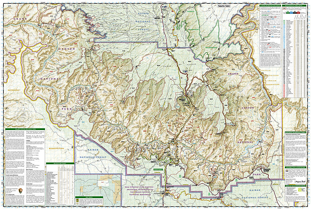National Geographic Trails Illustrated AZ Grand Canyon Natl Park East Map 262 image 2