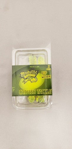 Mudville Catmaster Chartreuse Dip Worm Catfish Lure w/Treble Hook/Leader 2-Pack image 1