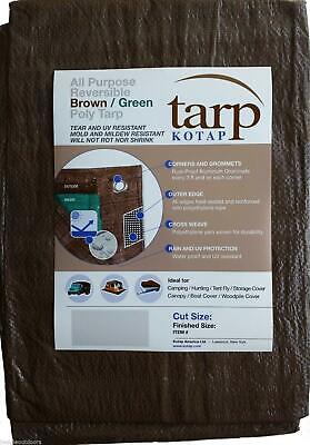 Heavy Duty Tarp 10' x 12' - Waterproof UV Resistant - Brown/Green image 0