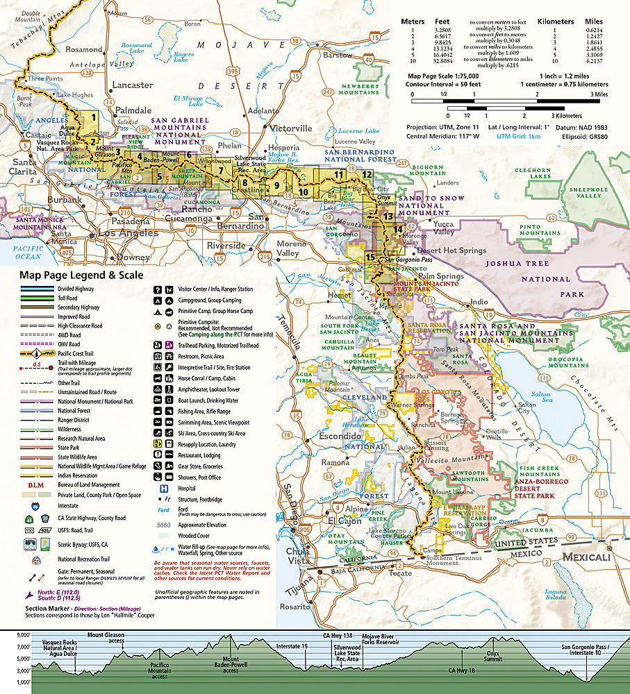 National Geographic Topographic Map Guide â€“ PCT CA San Gabriel &amp; San Bernardino image 1