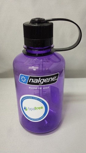 Nalgene Narrow Mouth 16oz Sustain Water Bottle Clear Purple w/ Black Lid image 0