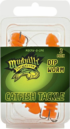 Mudville Catmaster Orange Dip Worm/Bait Catfish Lure w/Treble Hook/Leader 2-Pack image 0